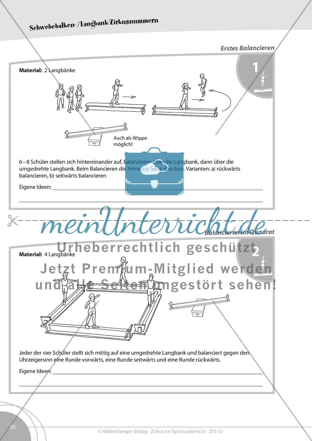 Zirkusattraktionen mit dem Schwebebalken und der Langbank Preview 2