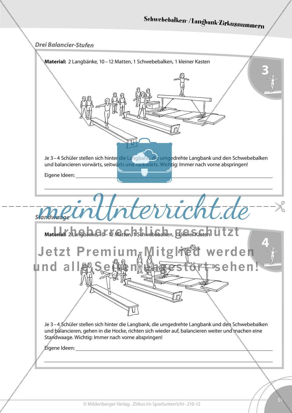 Zirkusattraktionen mit dem Schwebebalken und der Langbank Preview 3