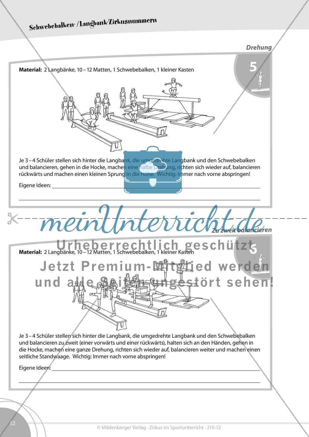 Zirkusattraktionen mit dem Schwebebalken und der Langbank Preview 4