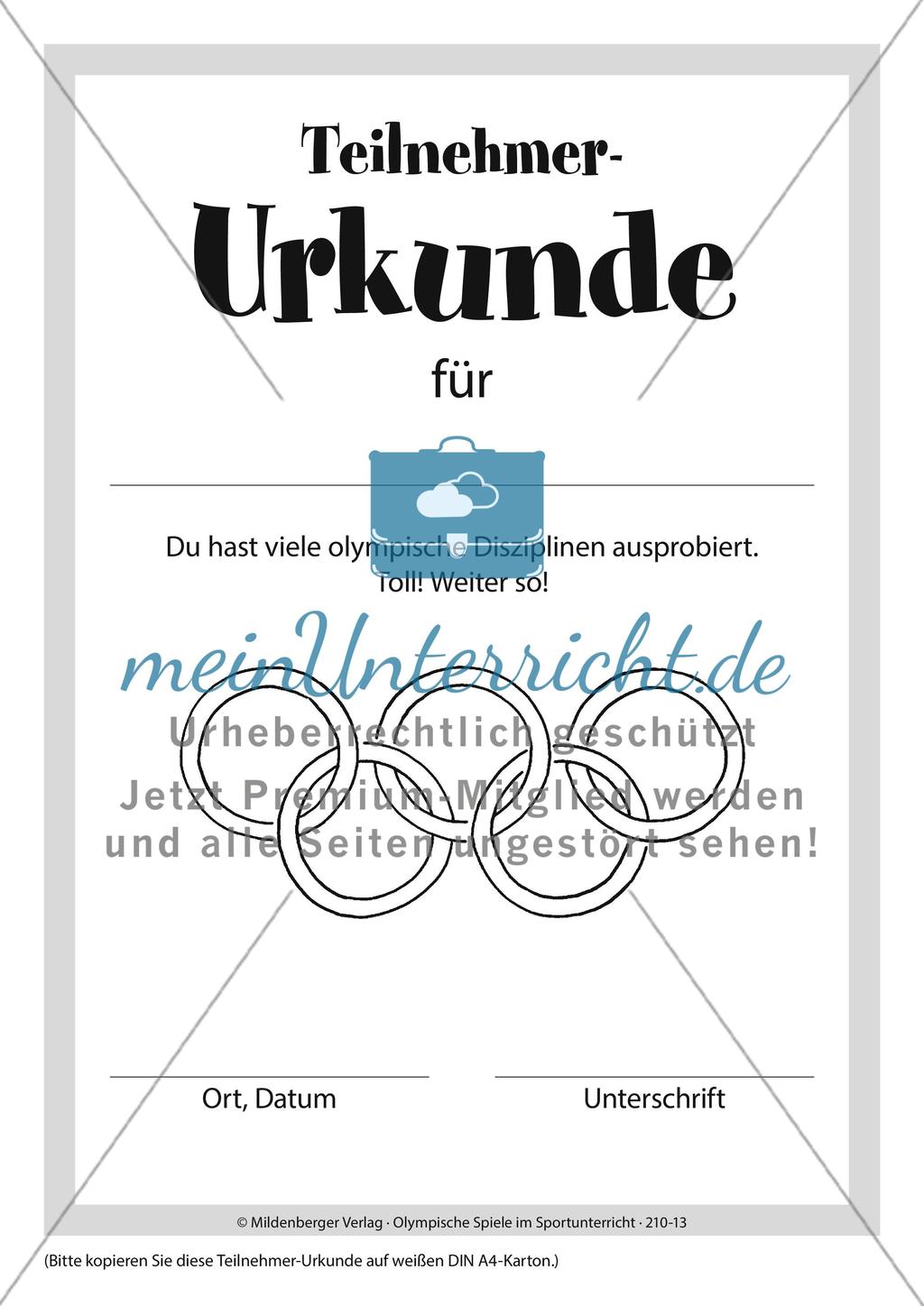 Urkunden: Gold, Silber, Bronze und Teilnehmer Preview 1