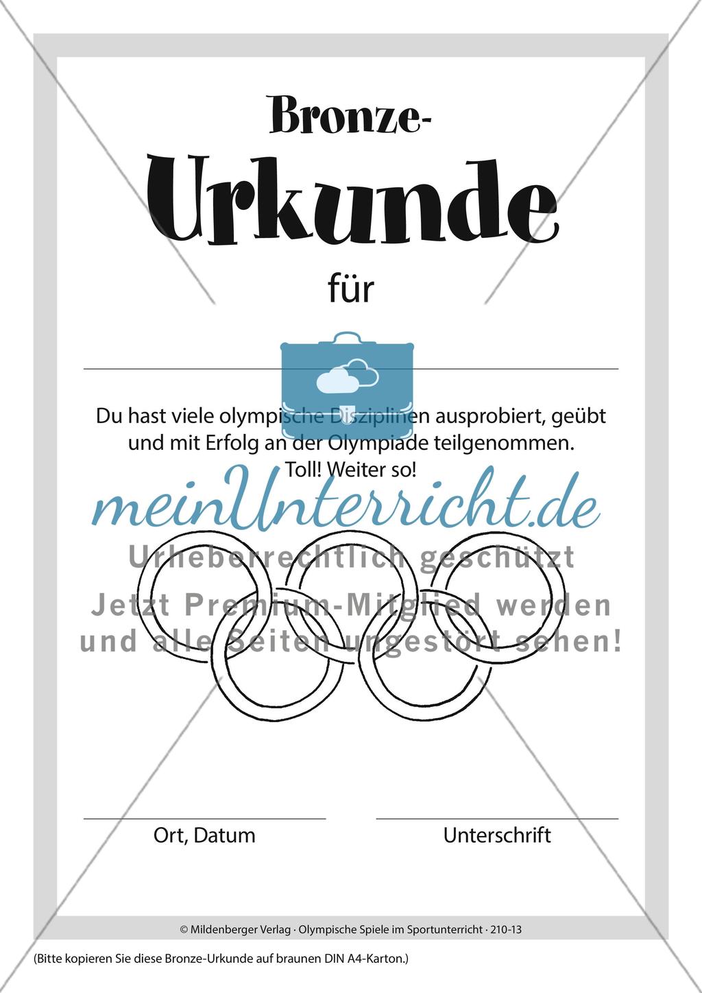 Urkunden: Gold, Silber, Bronze und Teilnehmer Preview 2