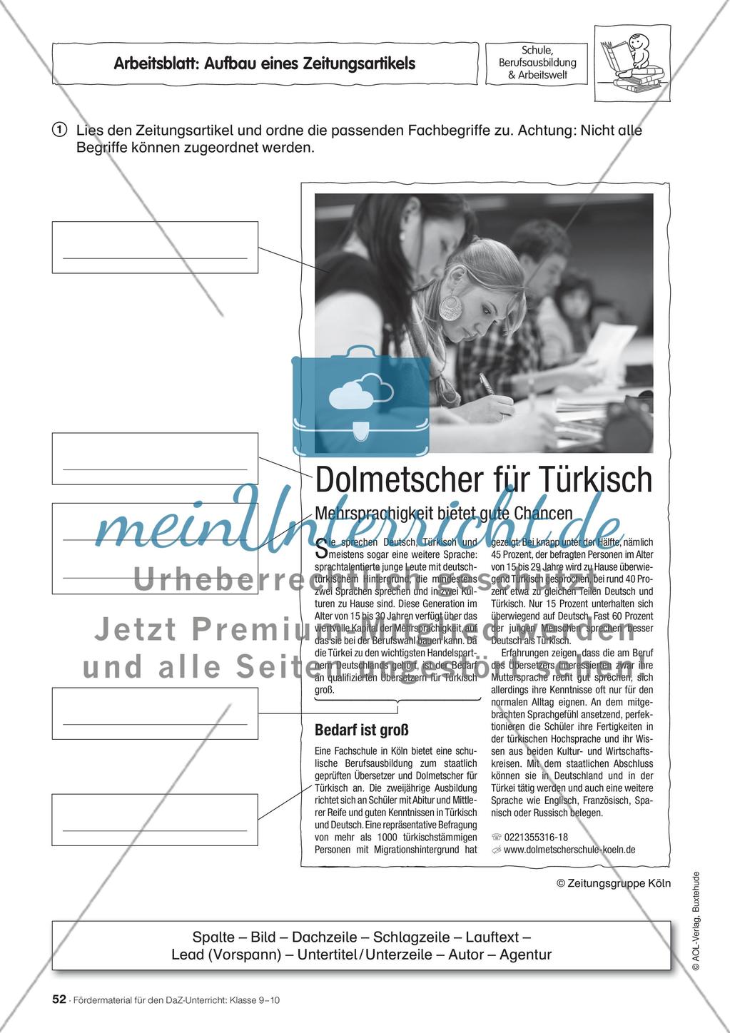 Fördermaterial für den DaZ-Unterricht: Klasse 9-10 - Teil 4 Preview 10
