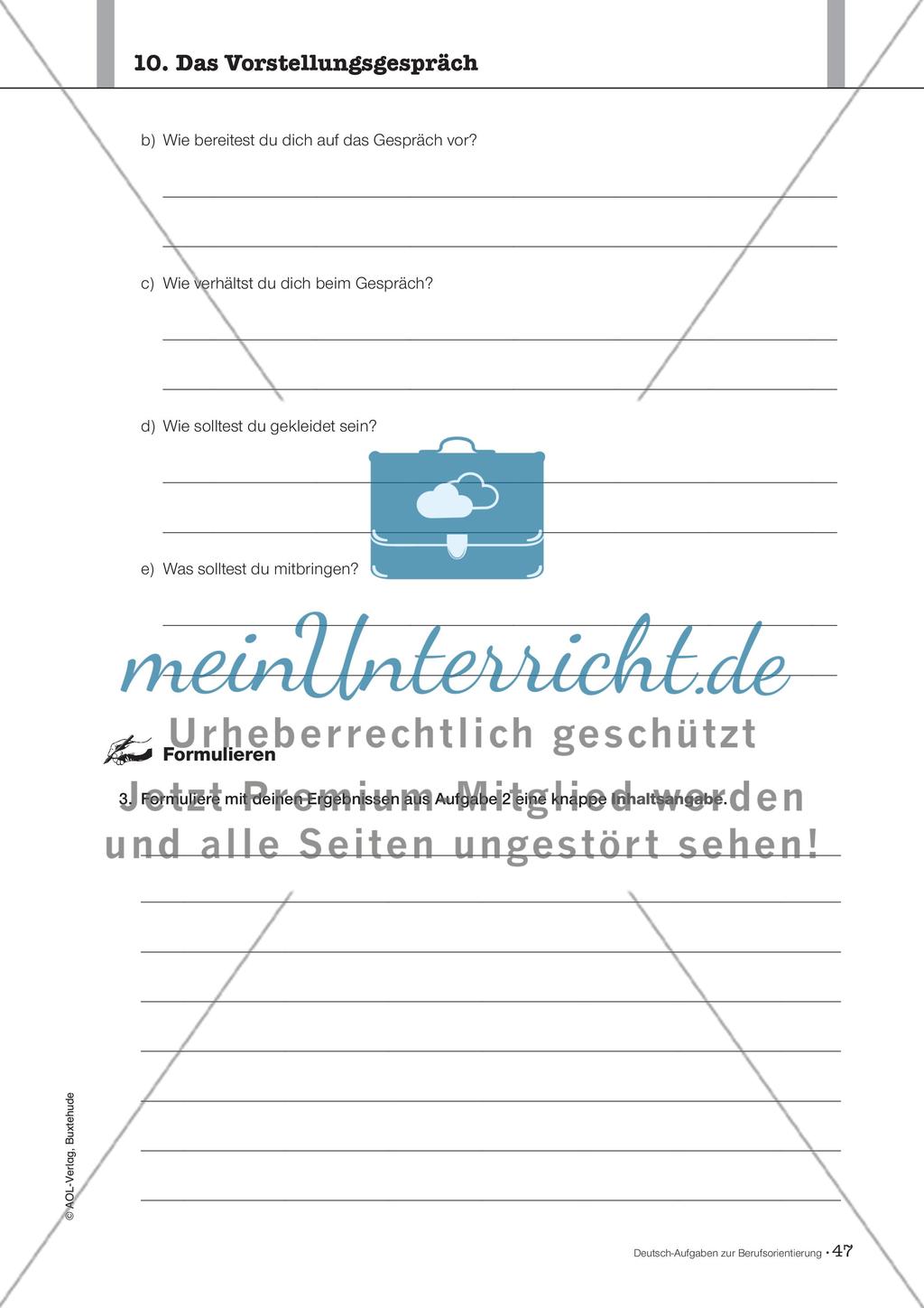 Das Vorstellungsgespräch - meinUnterricht