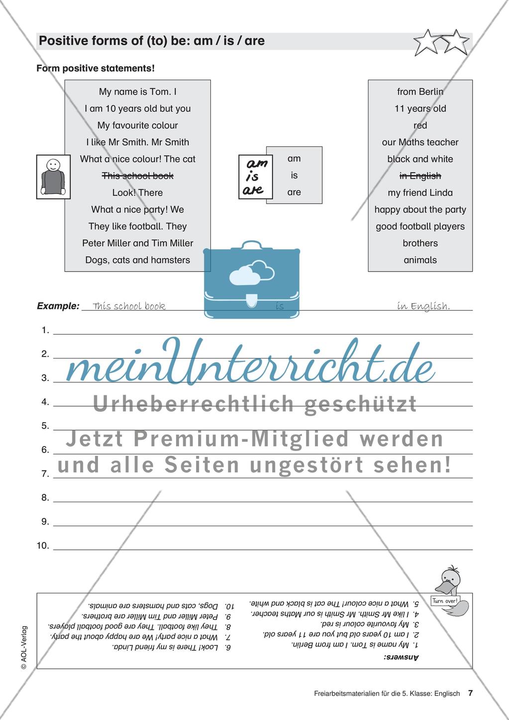 Freiarbeitsmaterialien für die 5. Klasse: Englisch – Teil 1 Preview 2