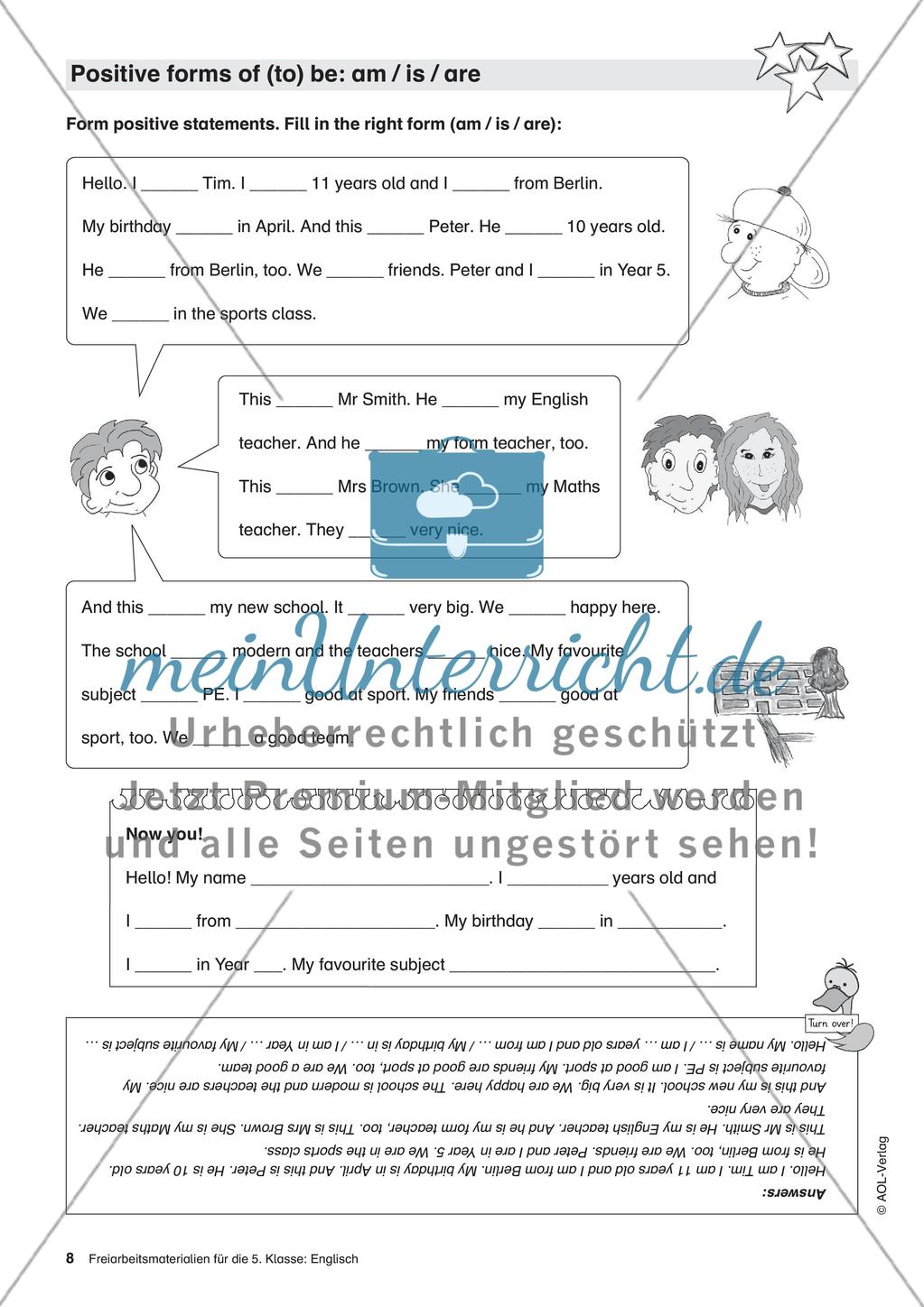 Freiarbeitsmaterialien für die 5. Klasse: Englisch – Teil 1 Preview 3