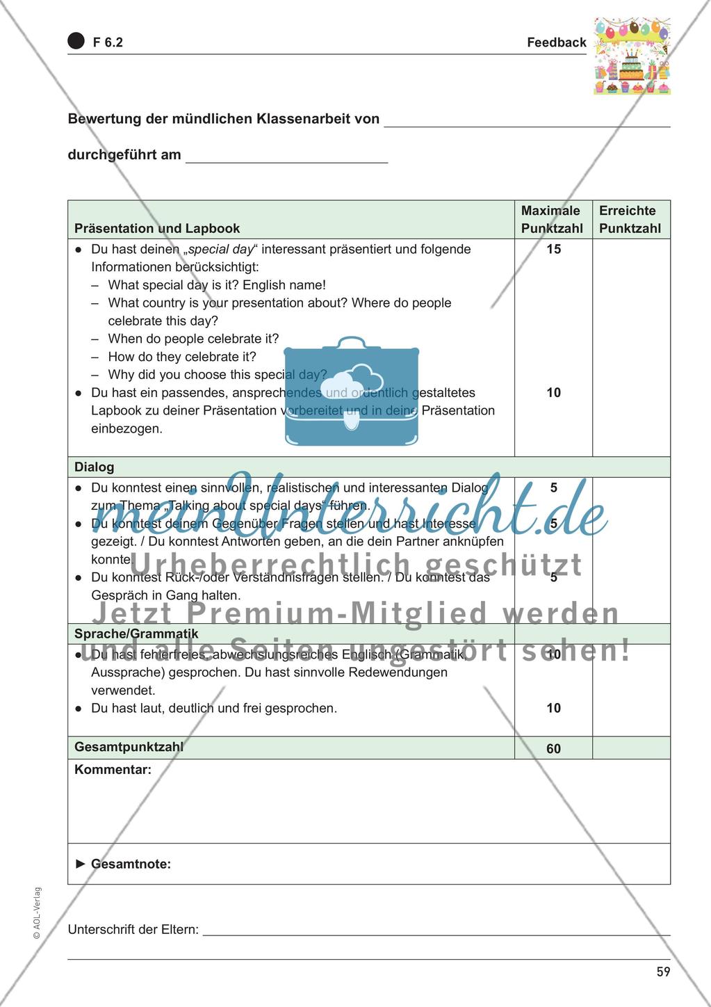Kopiervorlagen für die Prüfungen in Klasse 6 Preview 15