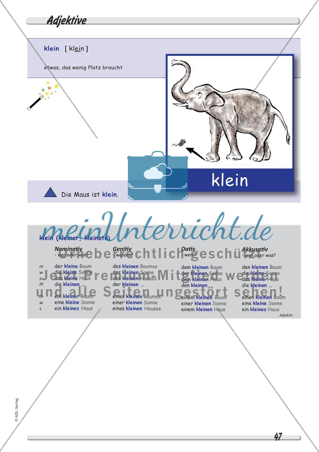 Wortbildseiten mit Zusatzerklärungen für die 100 meistgebrauchten Schlüsselwörter - Adjektive Preview 1