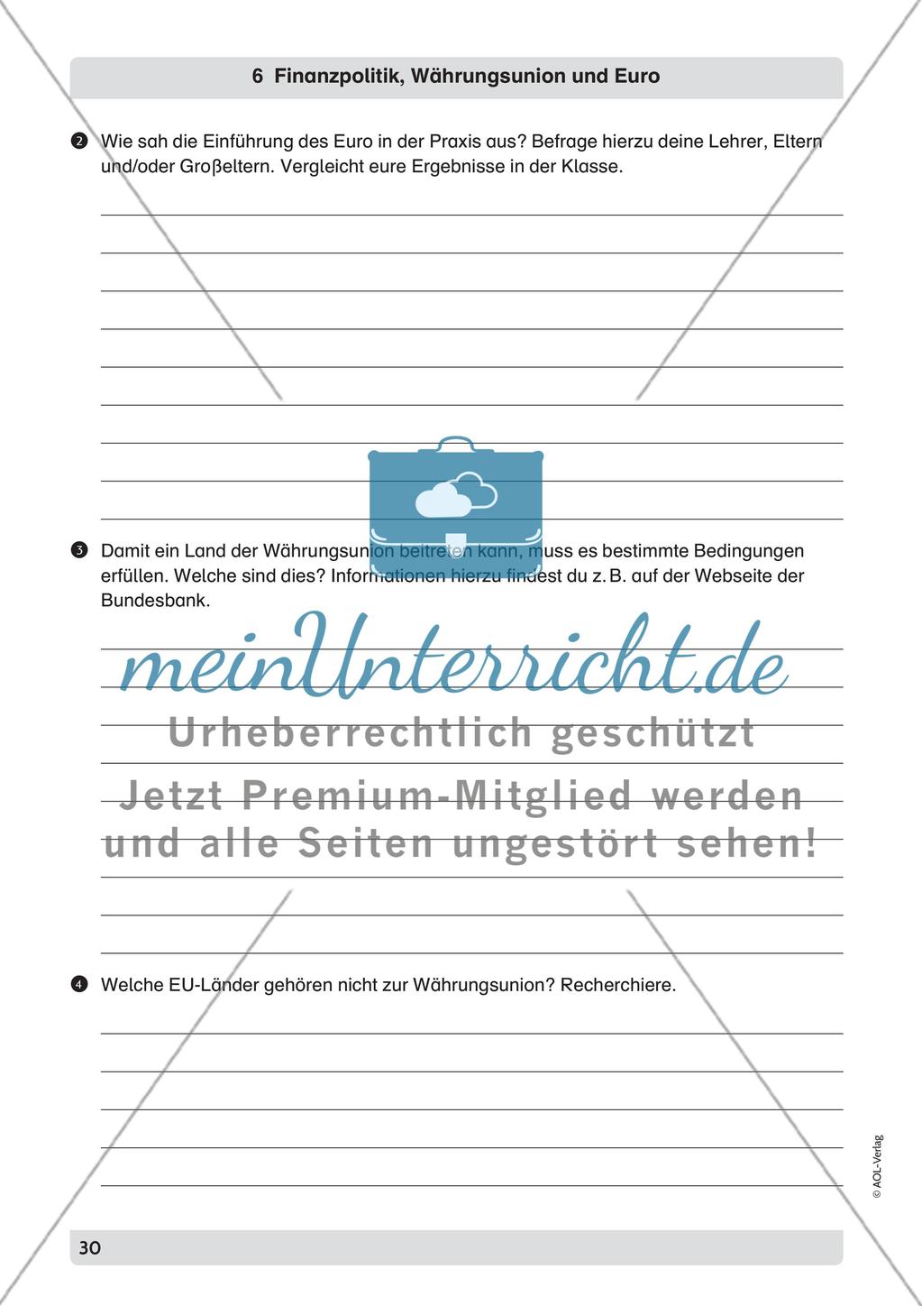 Finanzpolitik, Währungsunion und Euro Preview 3