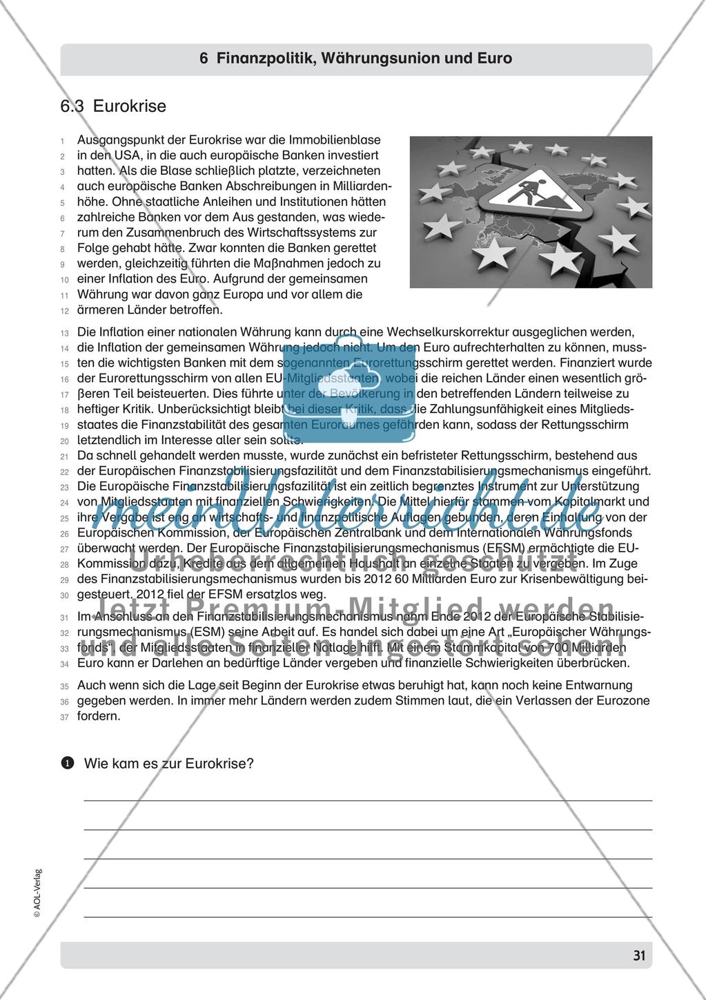 Finanzpolitik, Währungsunion und Euro Preview 4