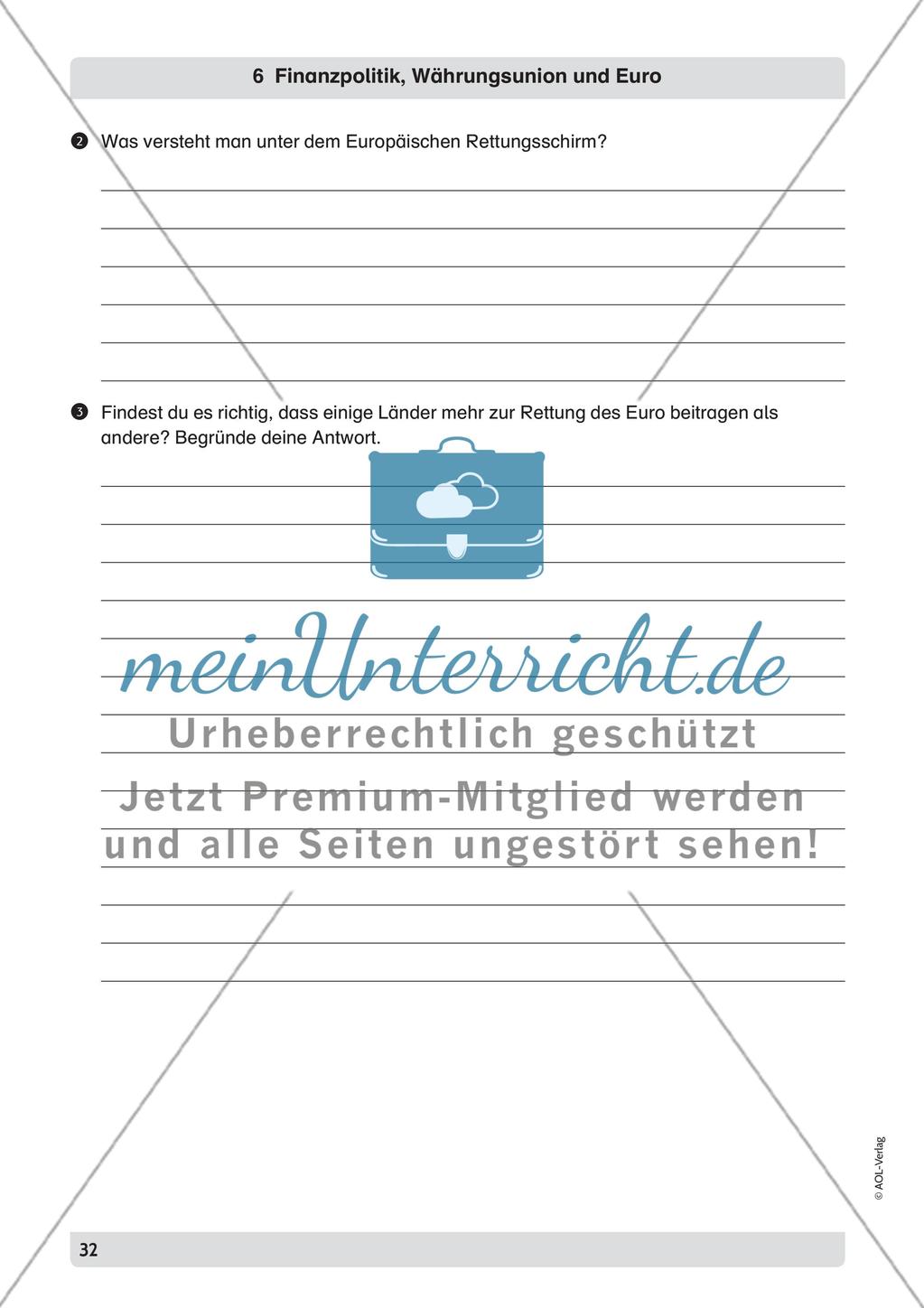Finanzpolitik, Währungsunion und Euro Preview 5