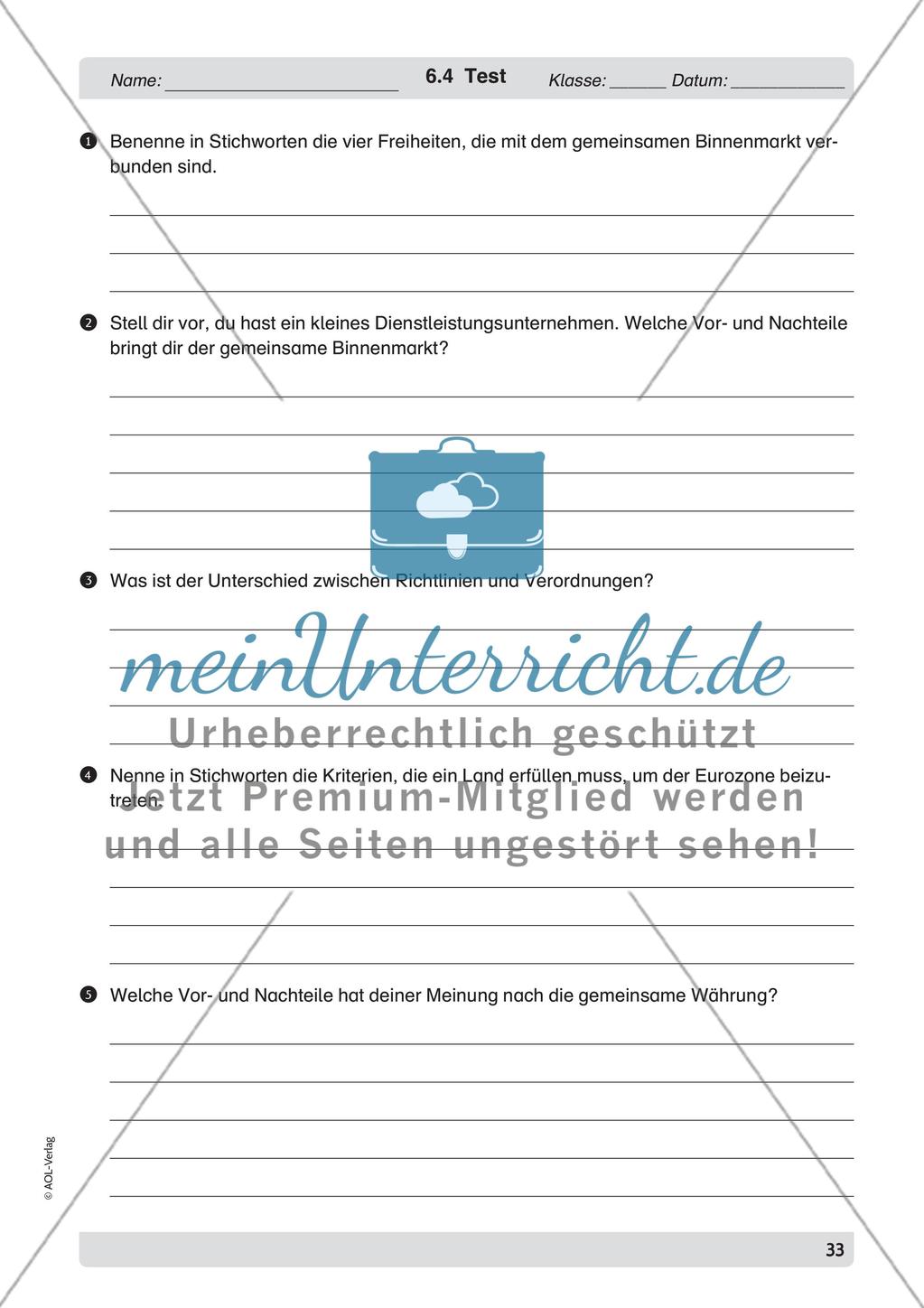 Finanzpolitik, Währungsunion und Euro Preview 6