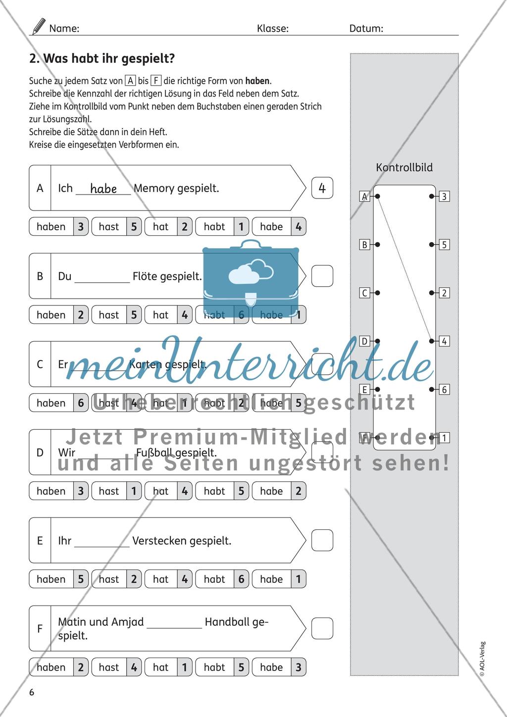 Perfektbildung mit haben Preview 2