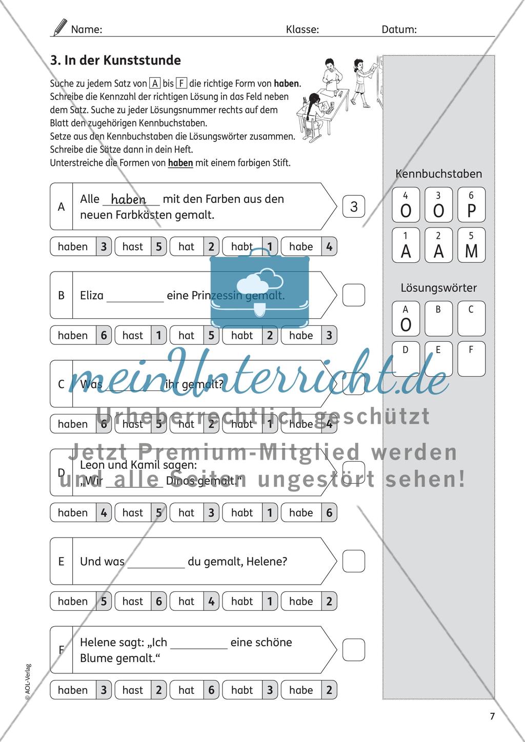 Perfektbildung mit haben Preview 3