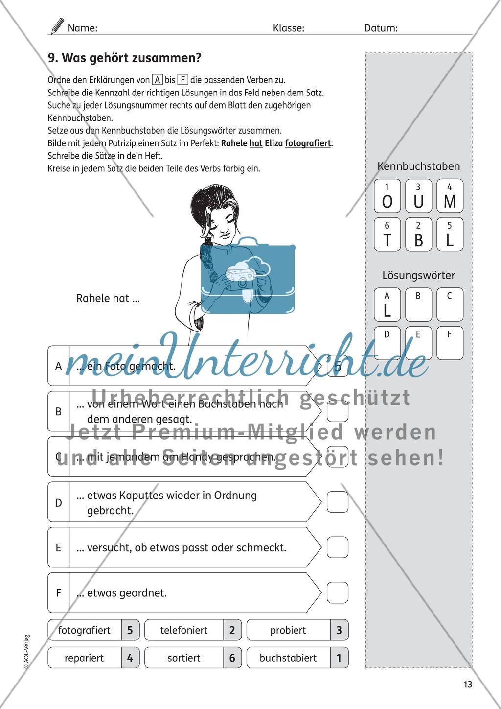 Perfektbildung mit haben Preview 9