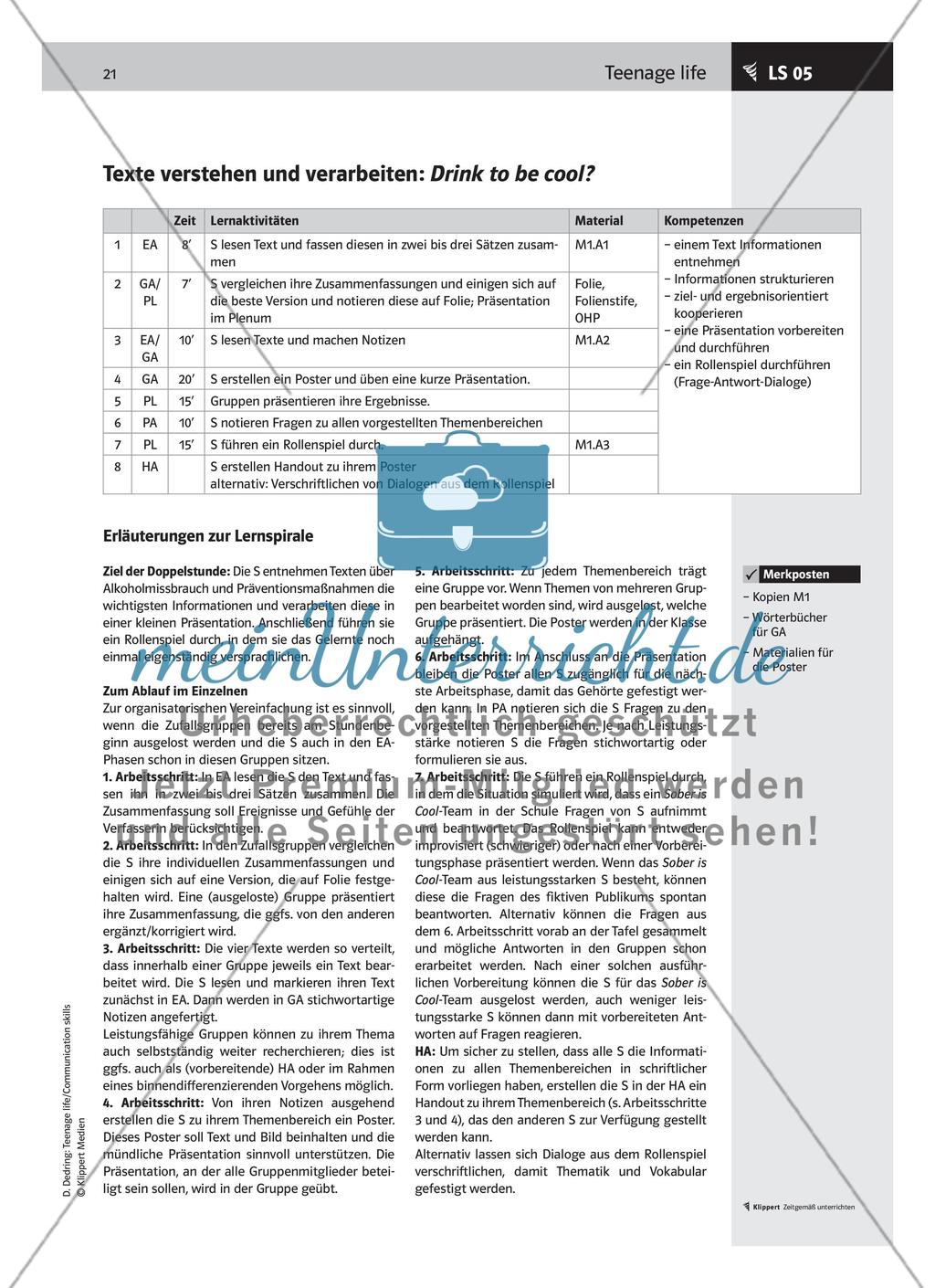 LS 05 Texte verstehen und verarbeiten: Drink to be cool? Preview 2