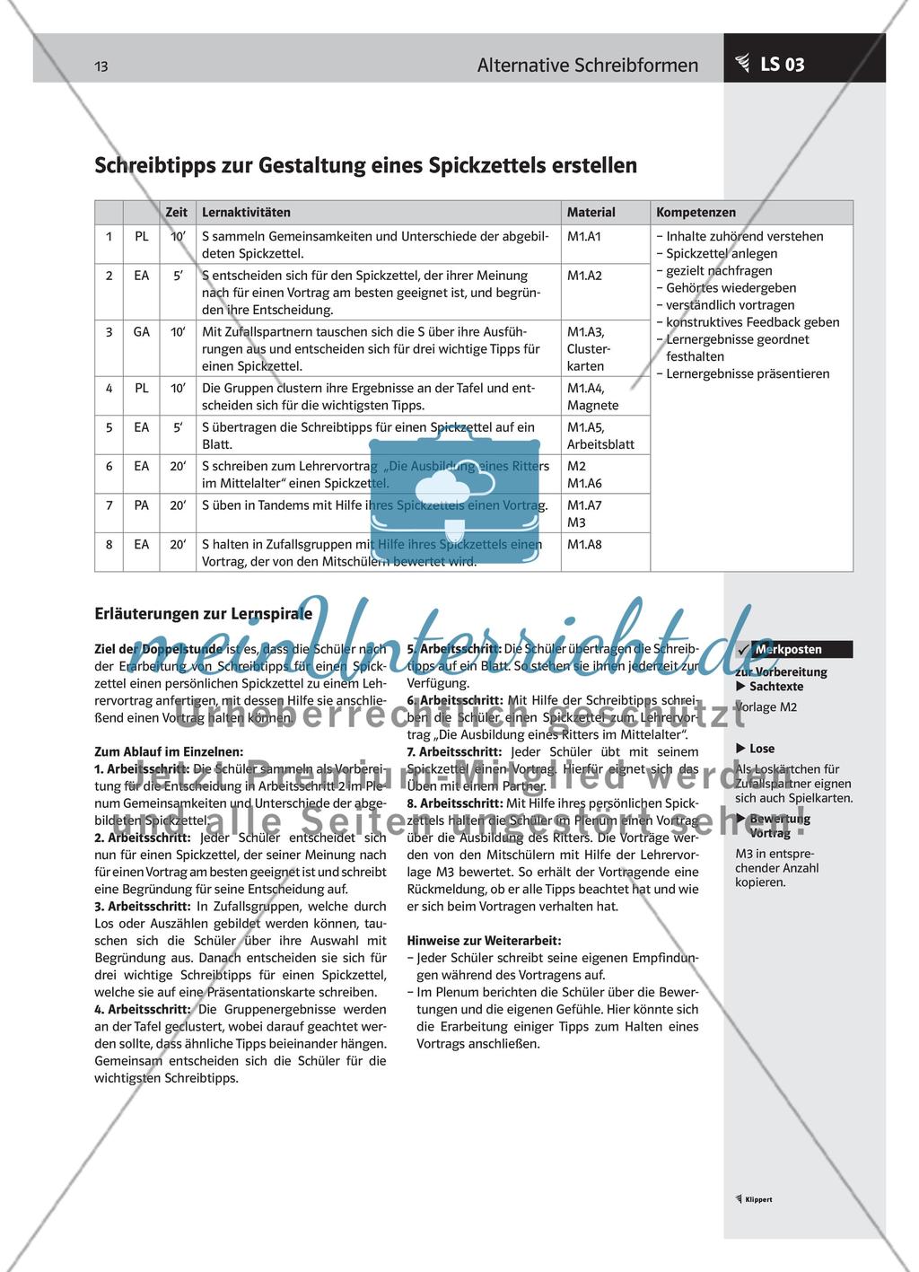 Schreibtipps zur Gestaltung eines Spickzettels erstellen Preview 1