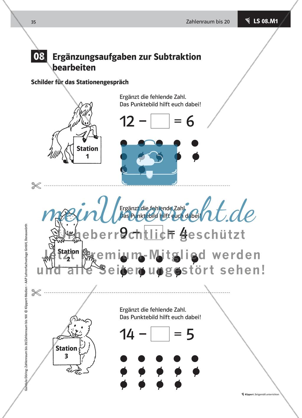 LS 08 Ergänzungsaufgaben zur Subtraktion bearbeiten Preview 2