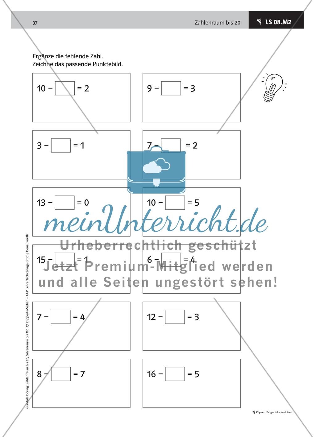 LS 08 Ergänzungsaufgaben zur Subtraktion bearbeiten Preview 4