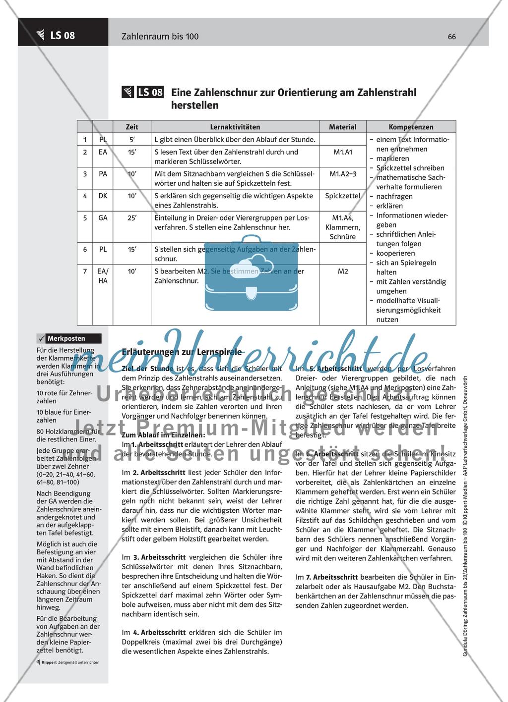 LS 08 Eine Zahlenschnur zur Orientierung am Zahlenstrahl herstellen Preview 1