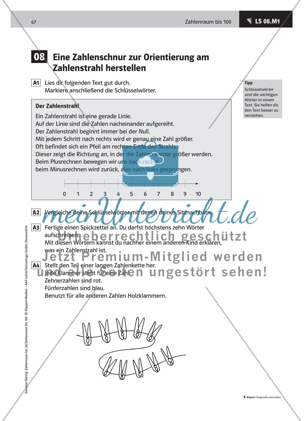LS 08 Eine Zahlenschnur zur Orientierung am Zahlenstrahl herstellen Preview 2