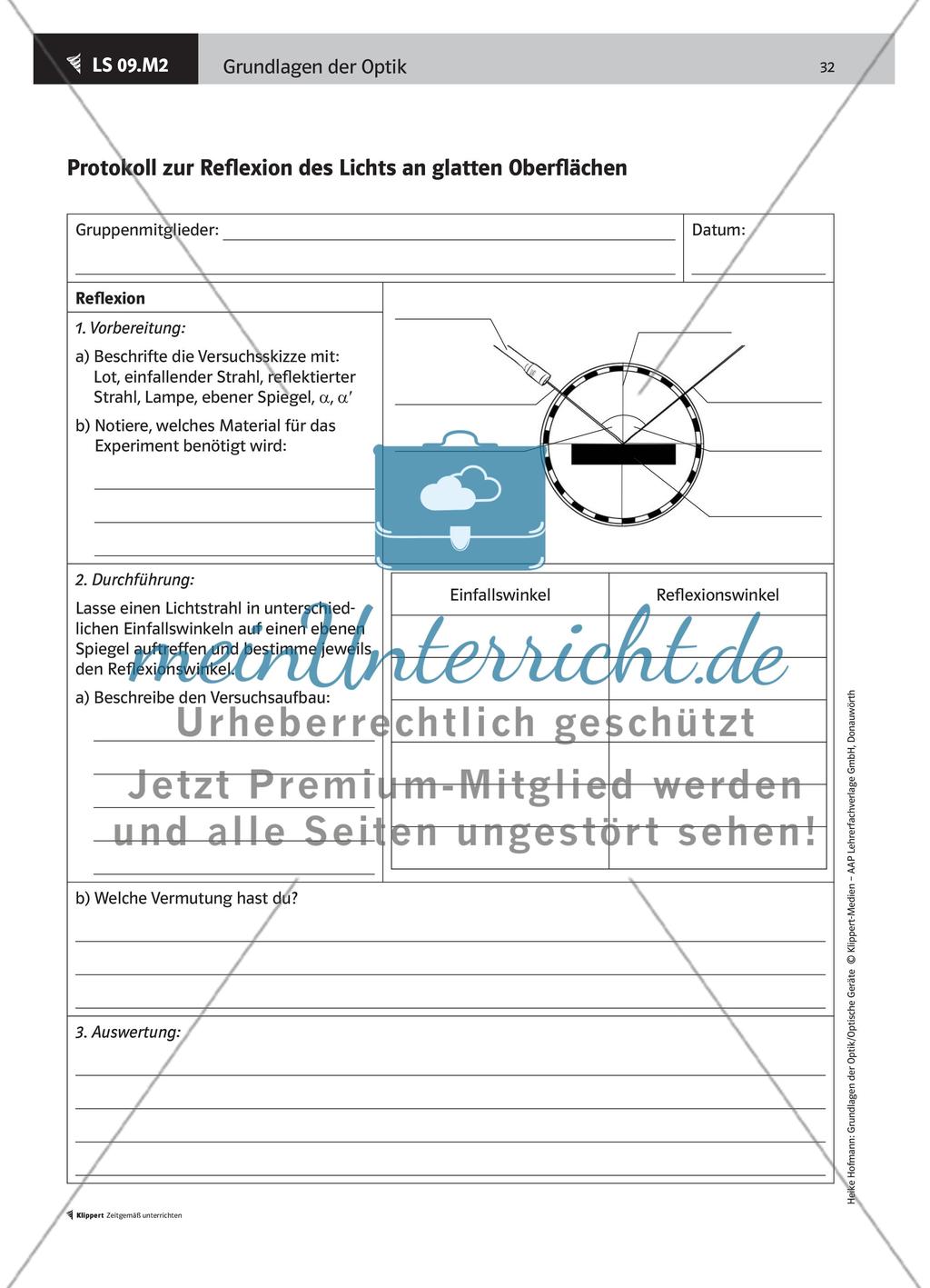 LS 09 Ein Experiment zur Reflexion und Brechung planen und durchführen Preview 3
