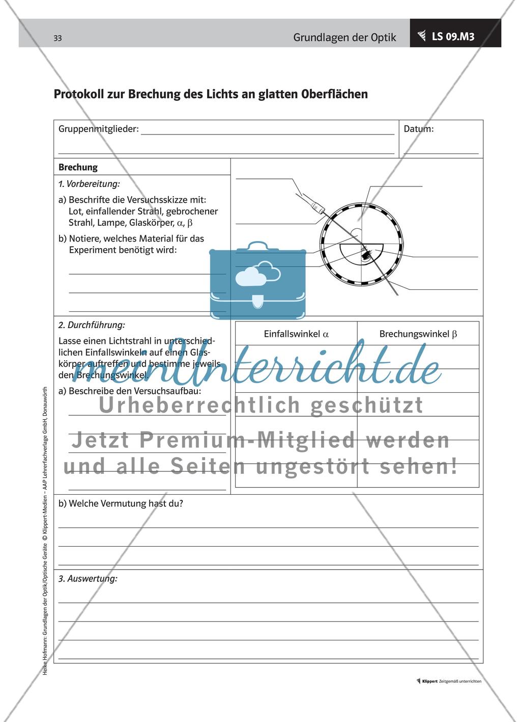 LS 09 Ein Experiment zur Reflexion und Brechung planen und durchführen Preview 4