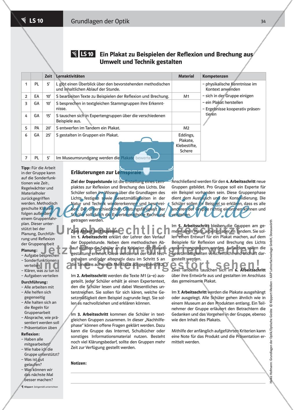 LS 10 Ein Plakat zu Beispielen der Reflexion und Brechung aus Umwelt und Technik gestalten Preview 2