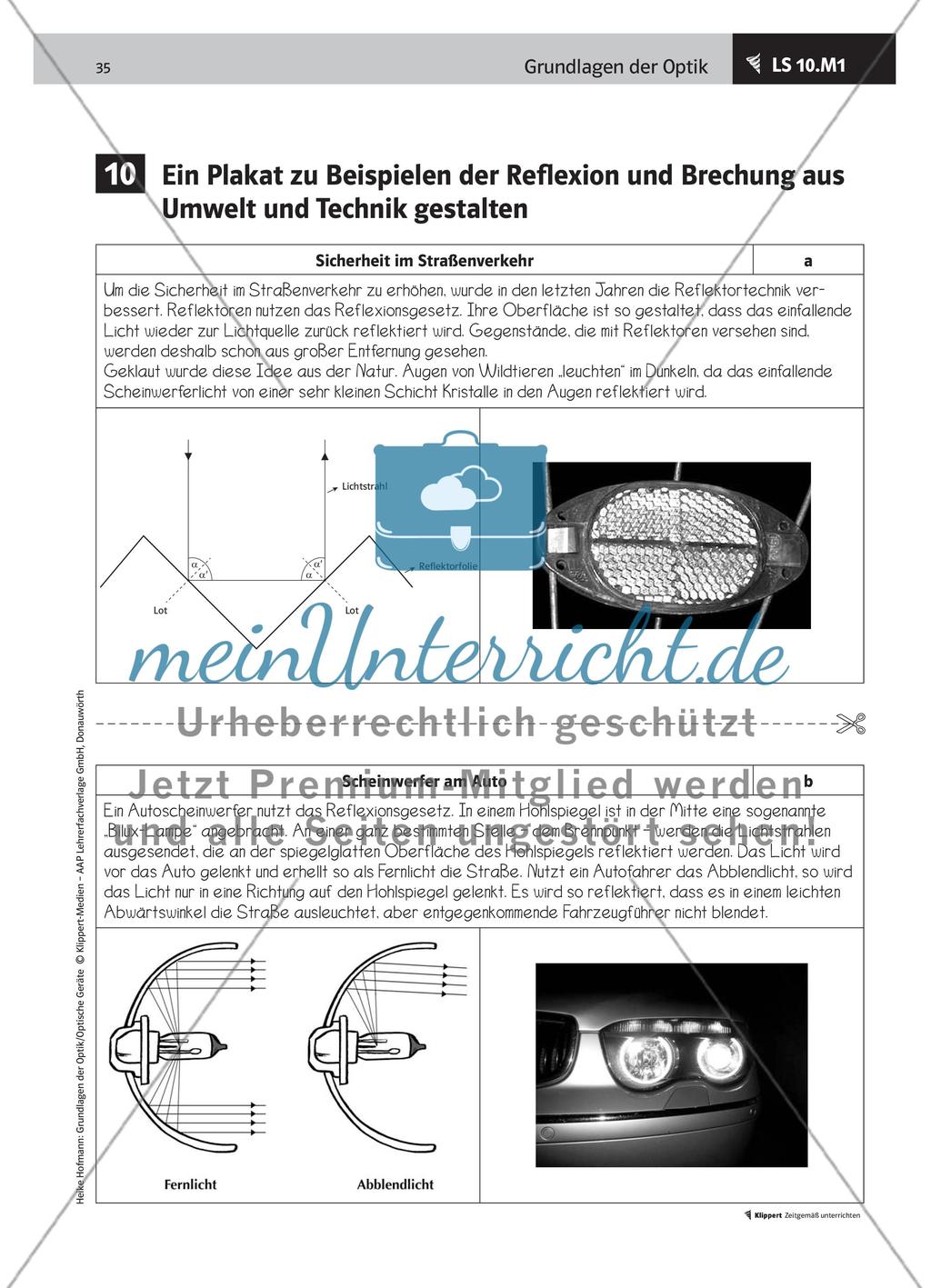 LS 10 Ein Plakat zu Beispielen der Reflexion und Brechung aus Umwelt und Technik gestalten Preview 3