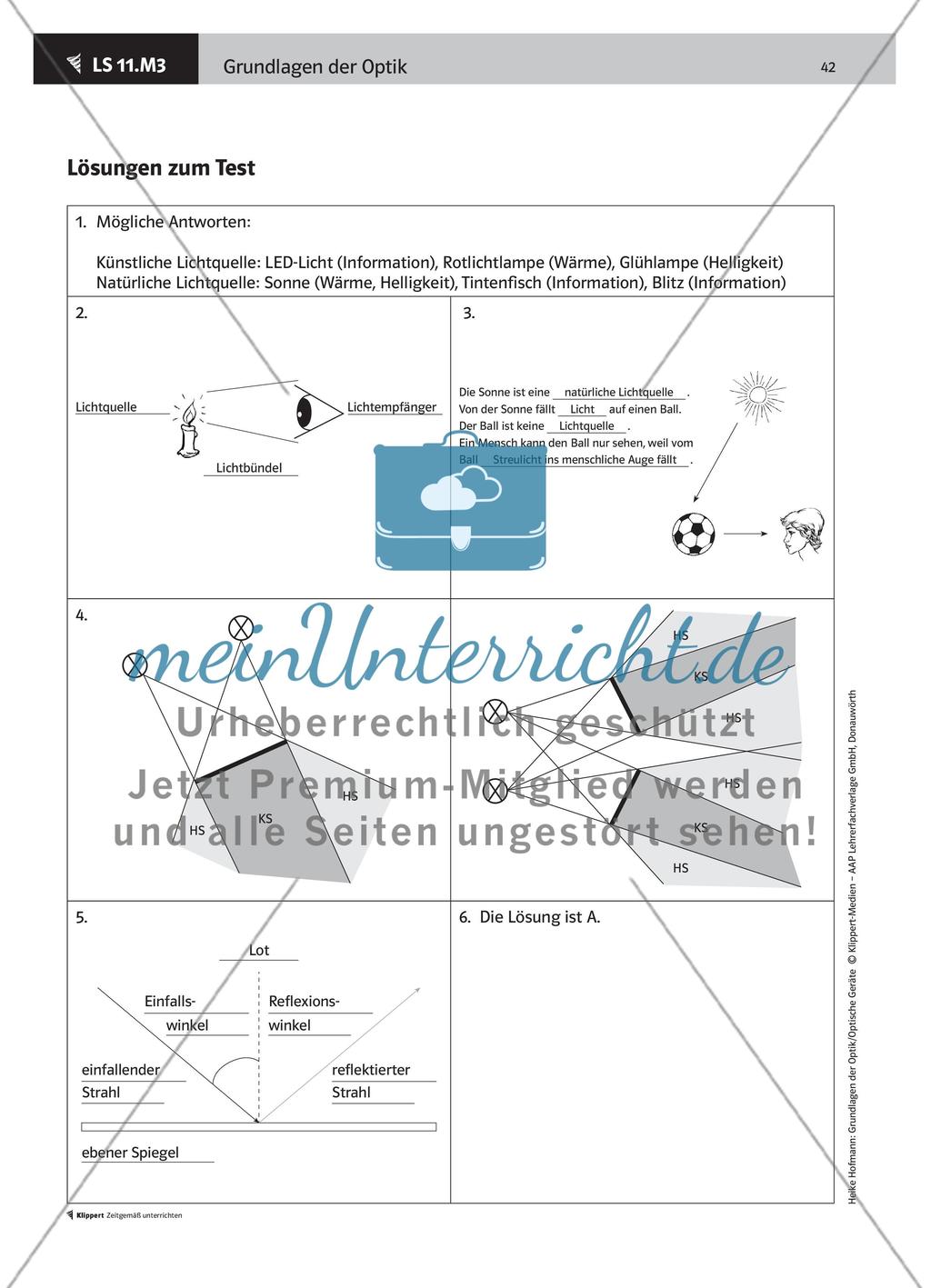 LS 11 Den eigenen Lernstand zum Grundlagenwissen der Optik reflektieren Preview 6