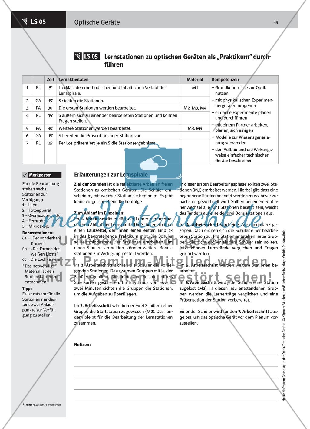 LS 05 Lernstationen zu optischen Geräten als „Praktikum“ durchführen Preview 2