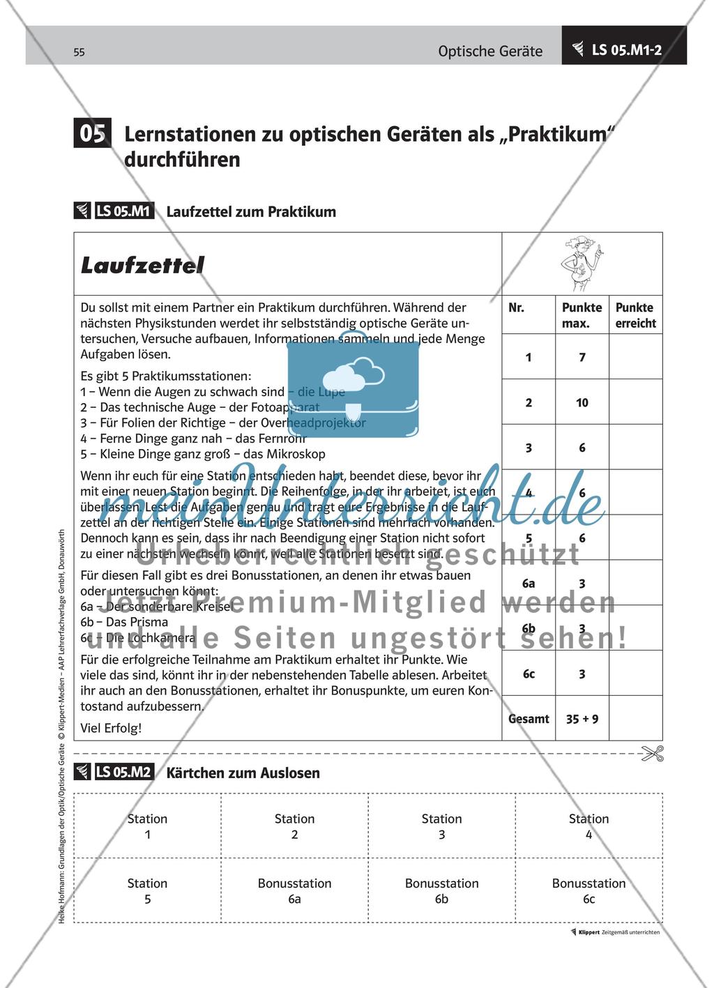 LS 05 Lernstationen zu optischen Geräten als „Praktikum“ durchführen Preview 3