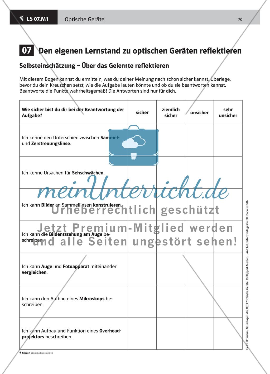 LS 07 Den eigenen Lernstand zu optischen Geräten reflektieren Preview 3