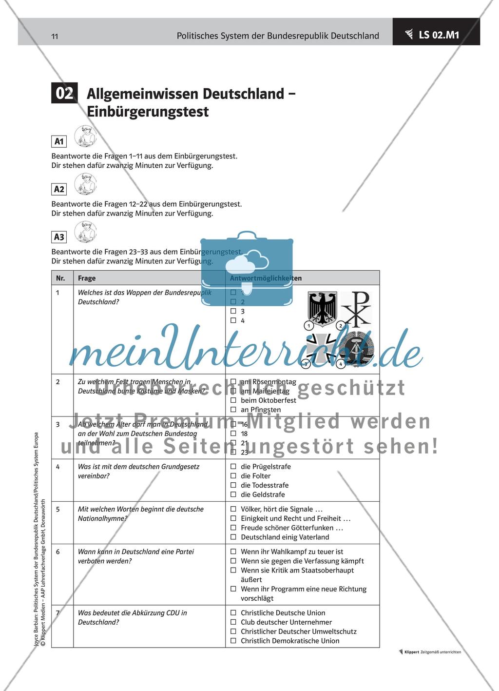 Allgemeinwissen Deutschland – Einbürgerungstest Preview 3