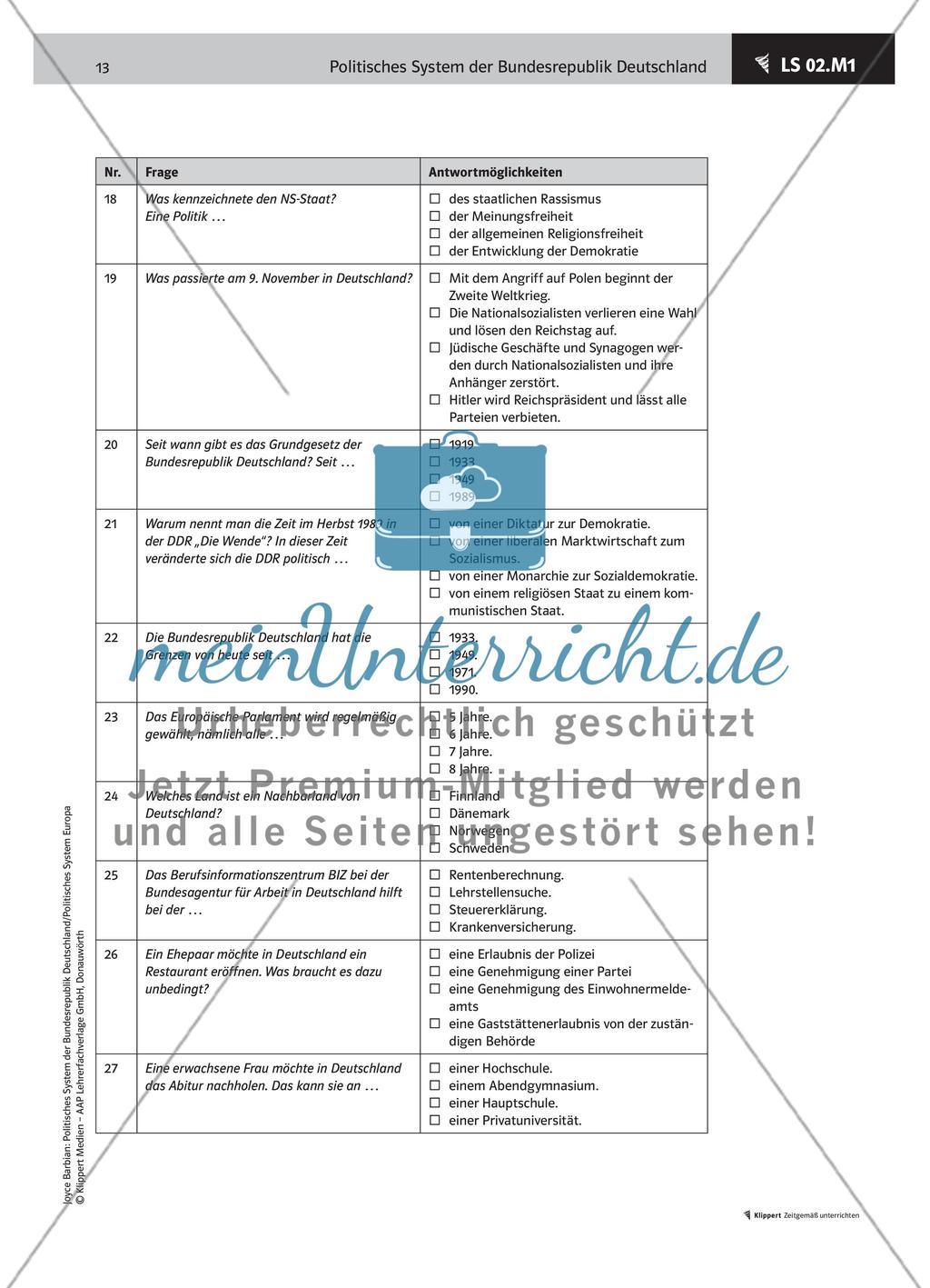 Allgemeinwissen Deutschland – Einbürgerungstest Preview 5