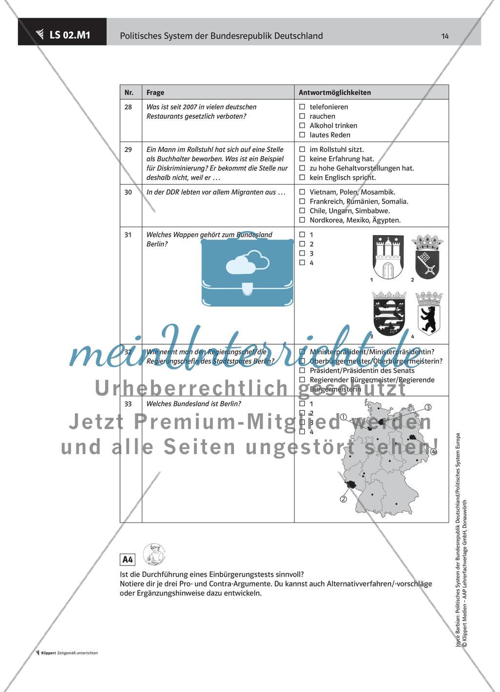 Allgemeinwissen Deutschland – Einbürgerungstest Preview 6