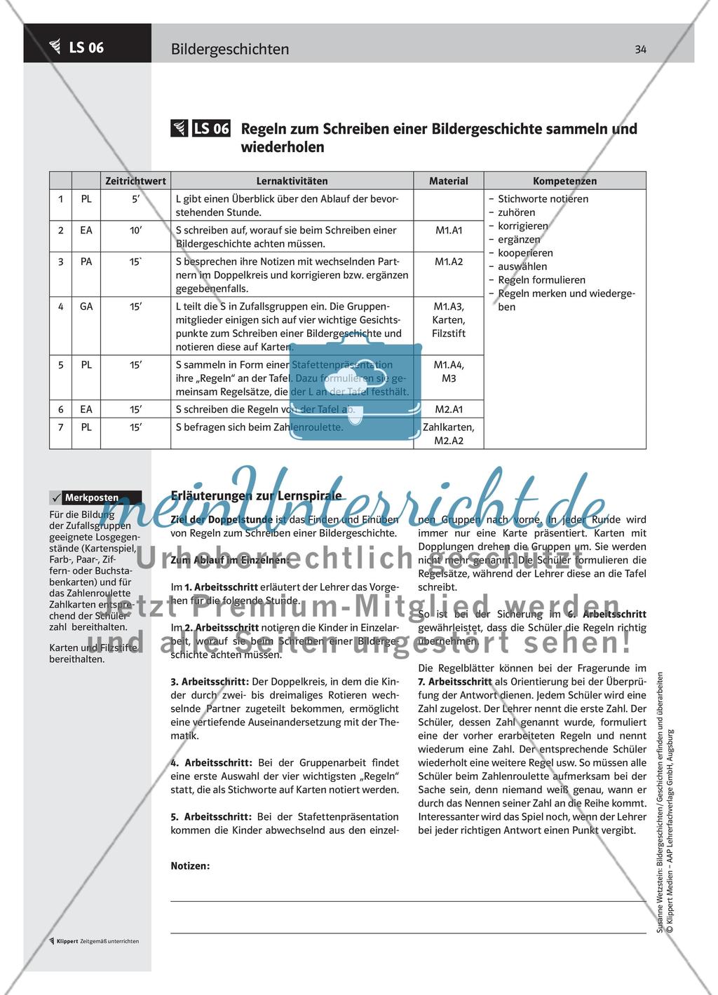 Regeln zum Schreiben einer Bildergeschichte sammeln und wiederholen Preview 1