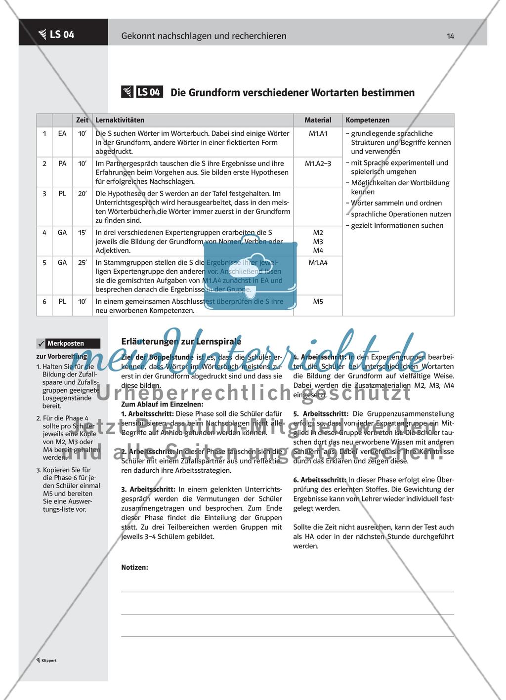 Die Grundform verschiedener Wortarten bestimmen Preview 1