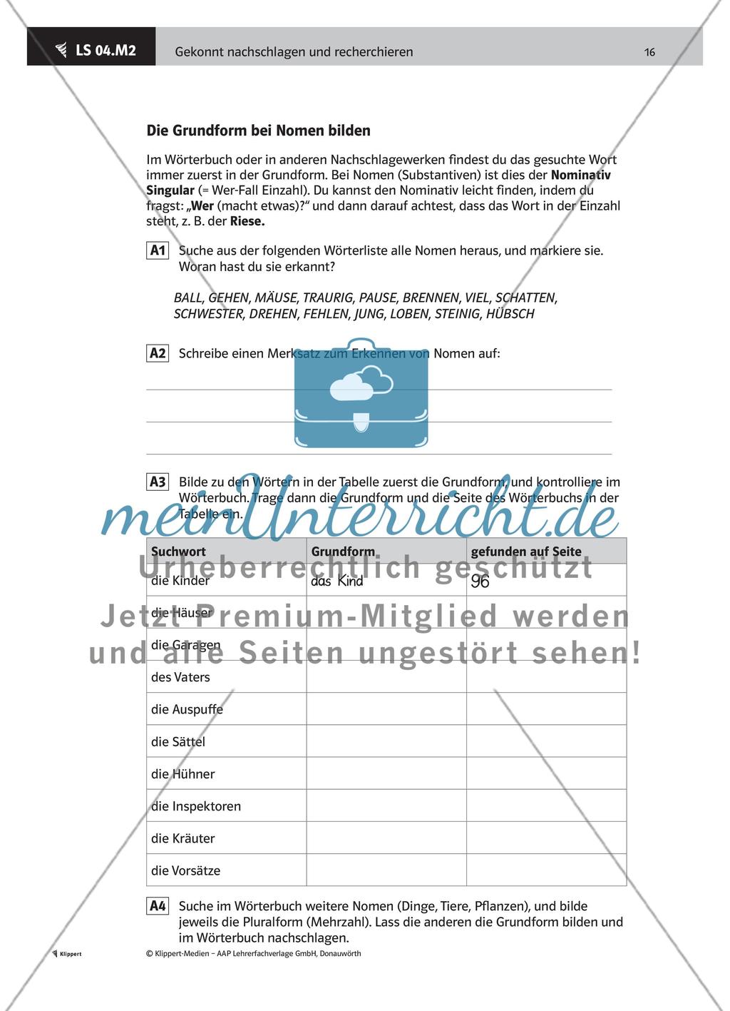 Die Grundform verschiedener Wortarten bestimmen Preview 3