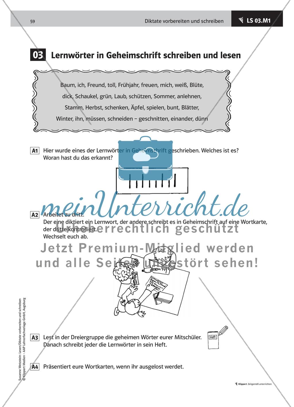 Lernwörter in Geheimschrift schreiben und lesen Preview 2