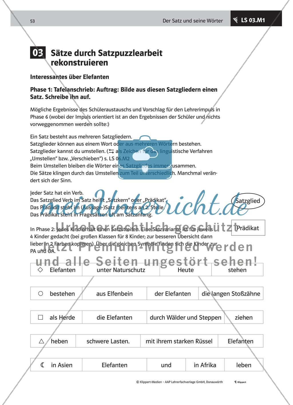 Sätze durch Satzpuzzlearbeit rekonstruieren Preview 2
