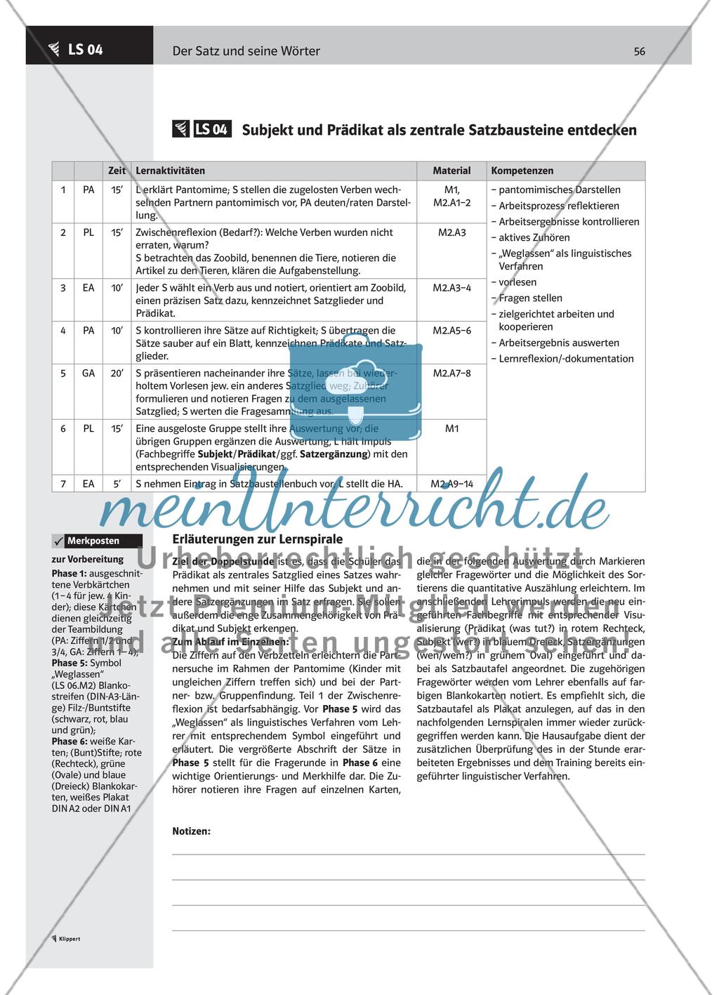 Subjekt und Prädikat als zentrale Satzbausteine entdecken Preview 1