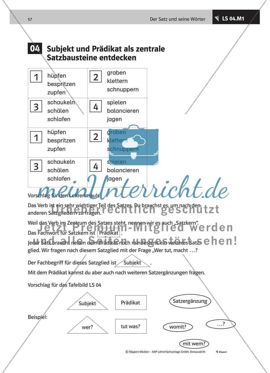 Subjekt und Prädikat als zentrale Satzbausteine entdecken Preview 2