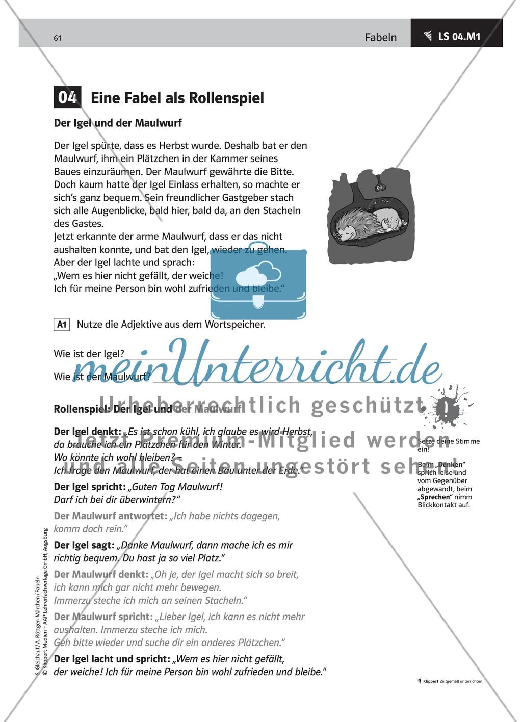 Die Fabel in Abschnitte unterteilen und als Rollenspiel erabeiten Preview 2