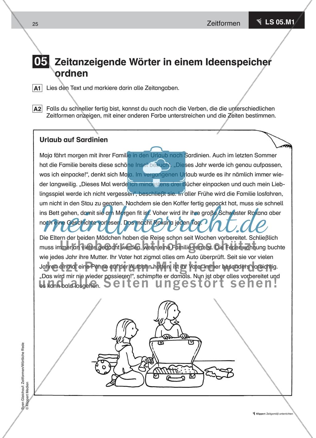 Zeitanzeigende Wörter in einem Ideenspeicher orden Preview 2