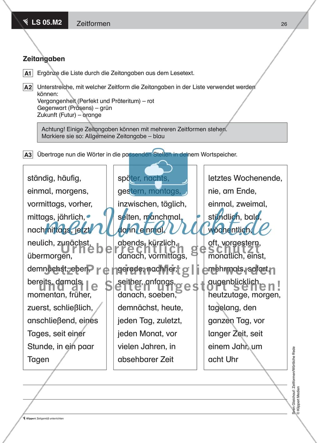 Zeitanzeigende Wörter in einem Ideenspeicher orden Preview 3