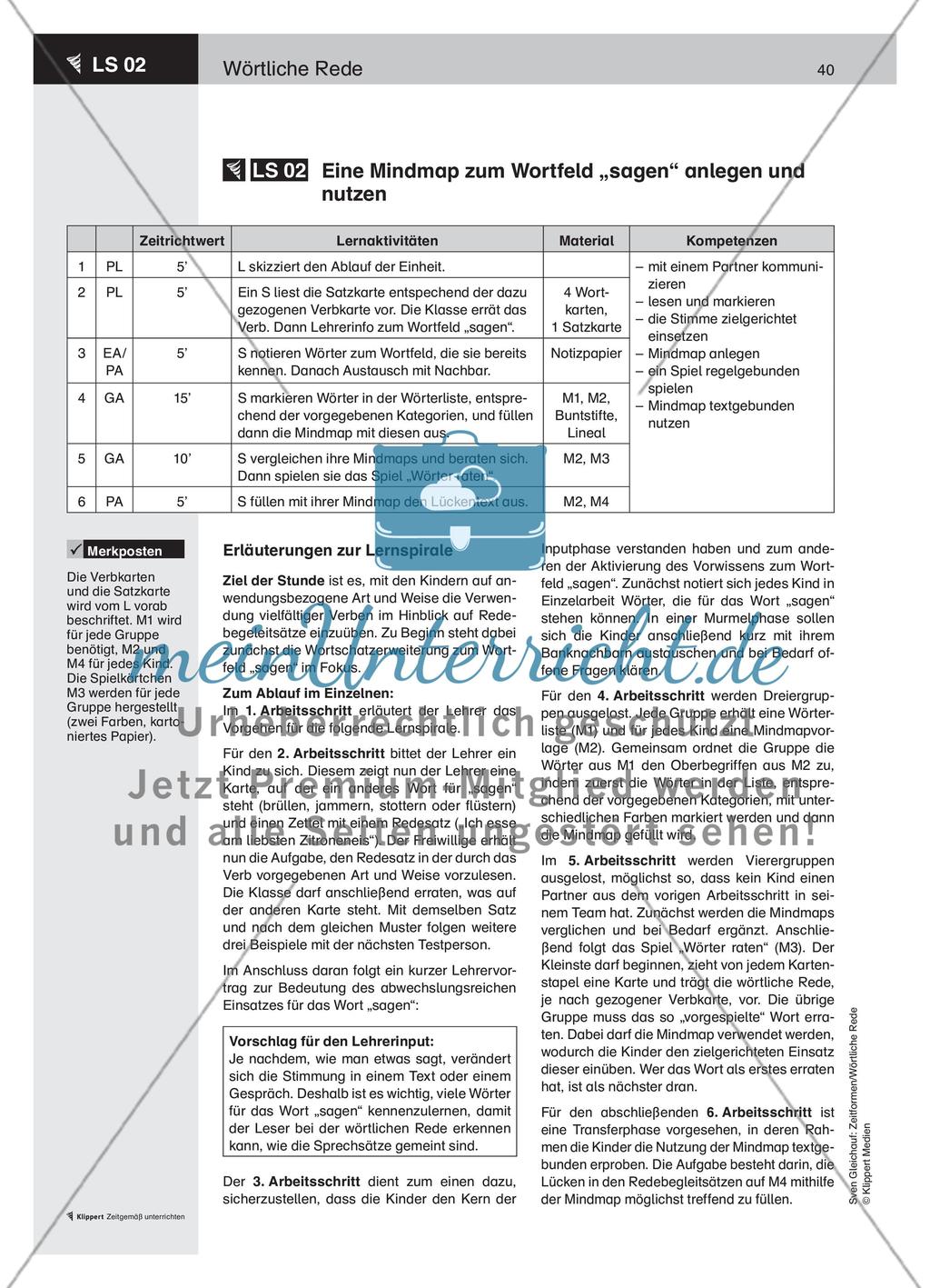 Eine Mindmap zum Wortfeld „sagen“ anlegen und nutzen Preview 1