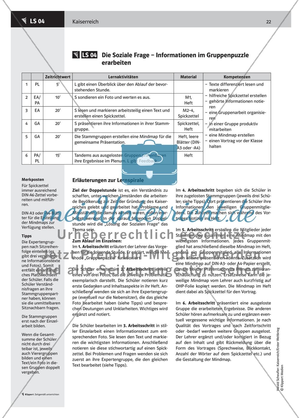 LS 04 Die Soziale Frage – Informationen im Gruppenpuzzle erarbeiten Preview 2