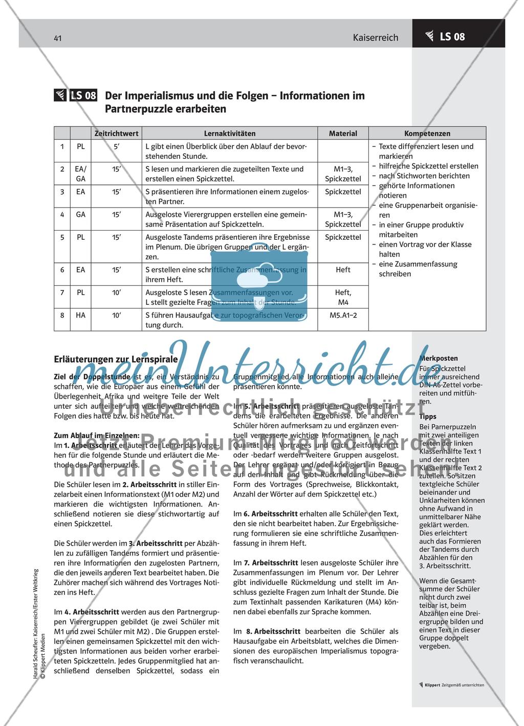 LS 08 Der Imperialismus und die Folgen – Informationen im Partnerpuzzle erarbeiten Preview 2