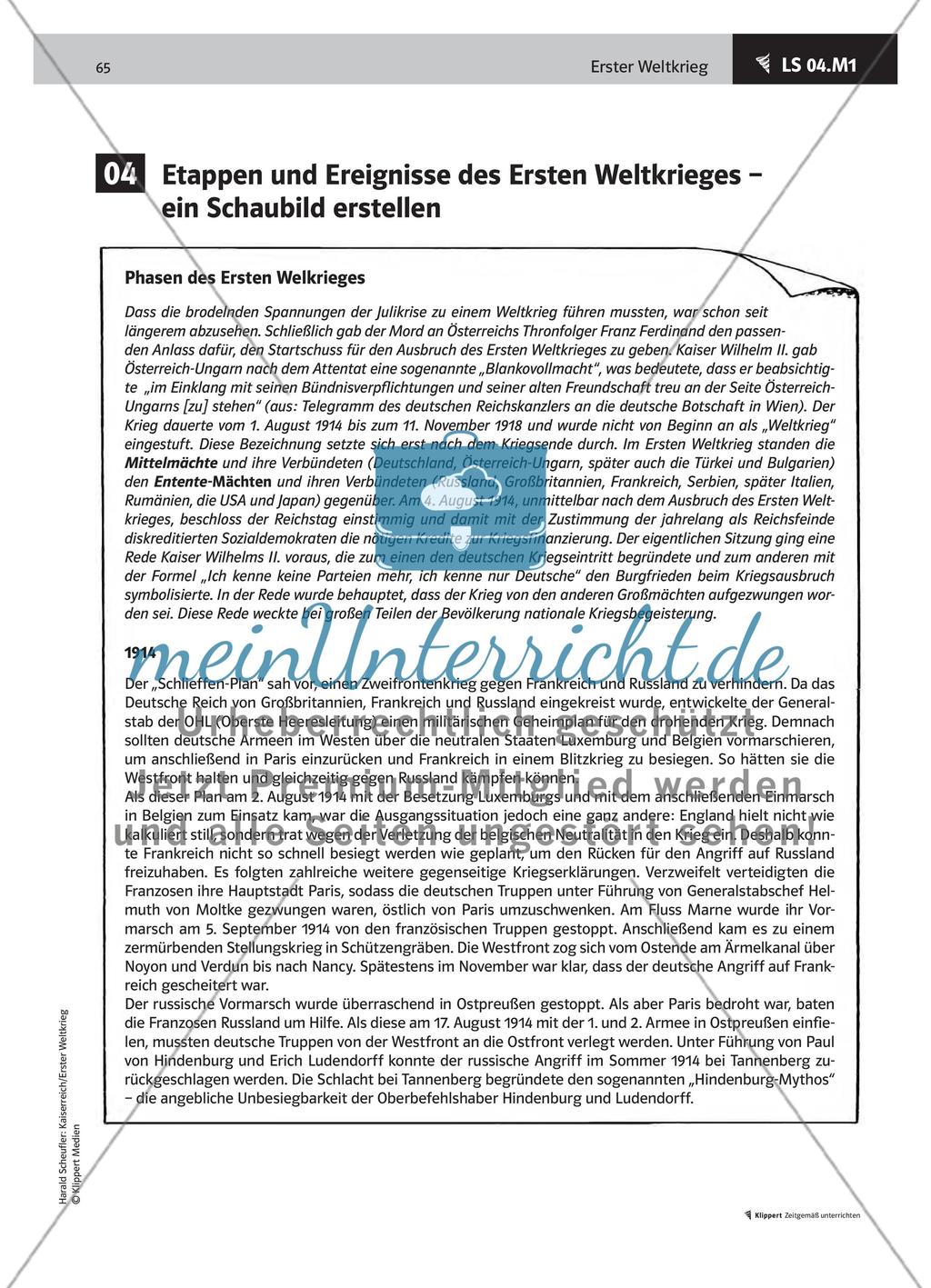 LS 04 Etappen und Ereignisse des Ersten Weltkrieges – ein Schaubild erstellen Preview 2