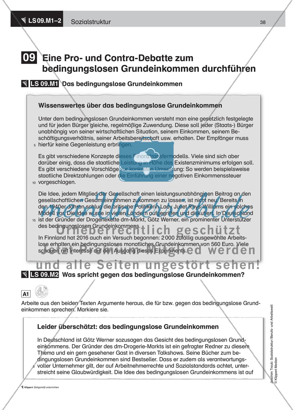 Eine Pro- und Contra-Debatte zum bedingungslosen Grundeinkommen durchführen Preview 2